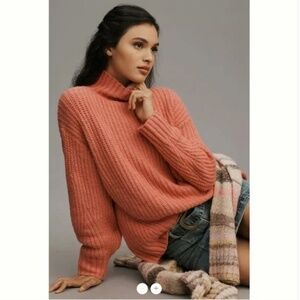 Maeve Coral Turtleneck Sweater